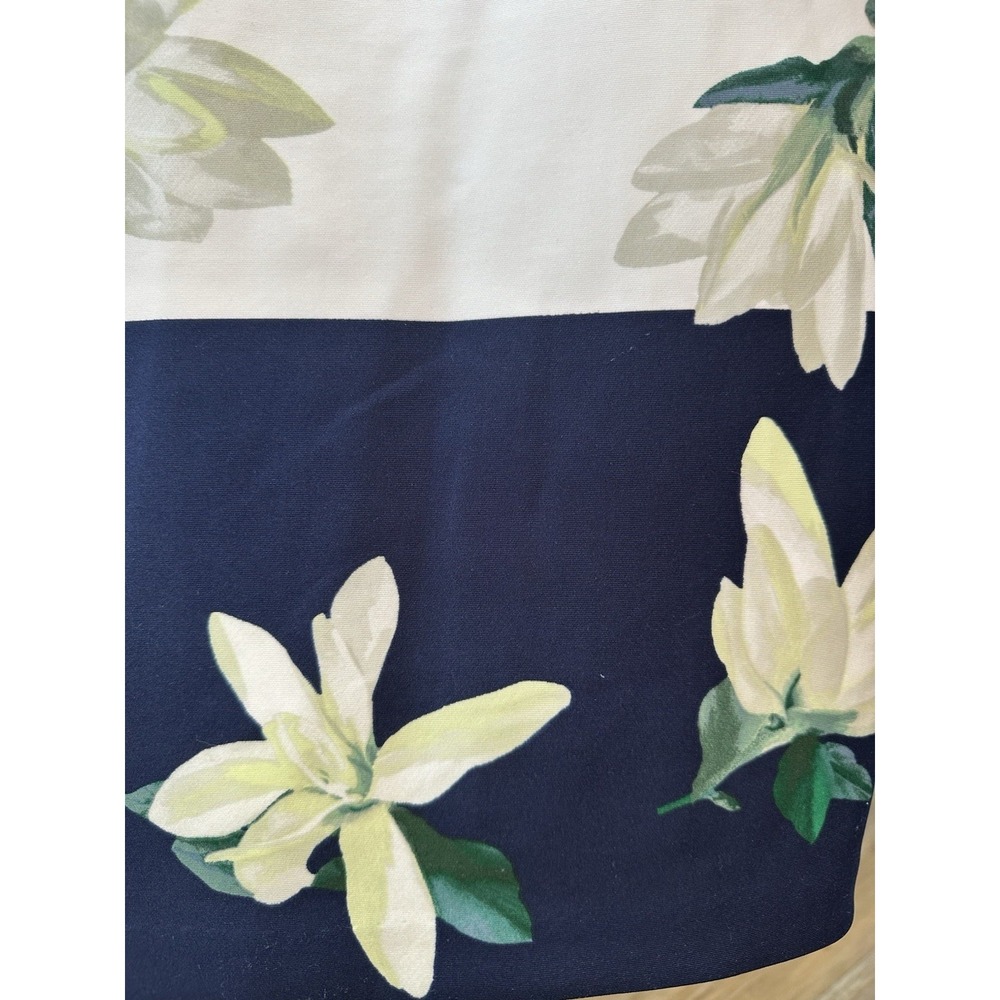 Vince Camuto Floral Summer Cream Blue Green Garden Sleeveless Sheath Dress Sz 12 - Picture 3 of 7